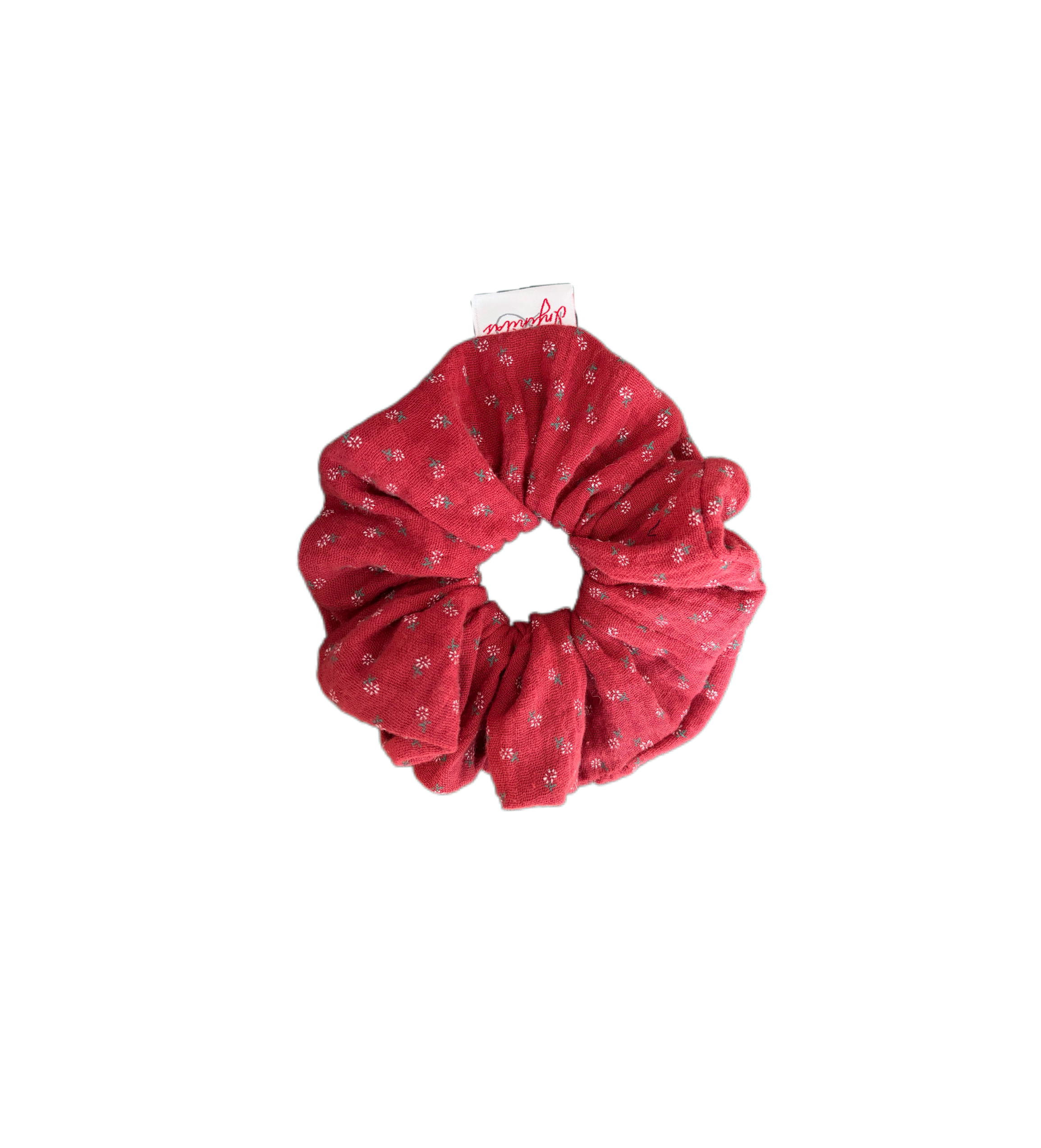 紅色碎花針織髮圈 Red Floral Knit Scrunchie