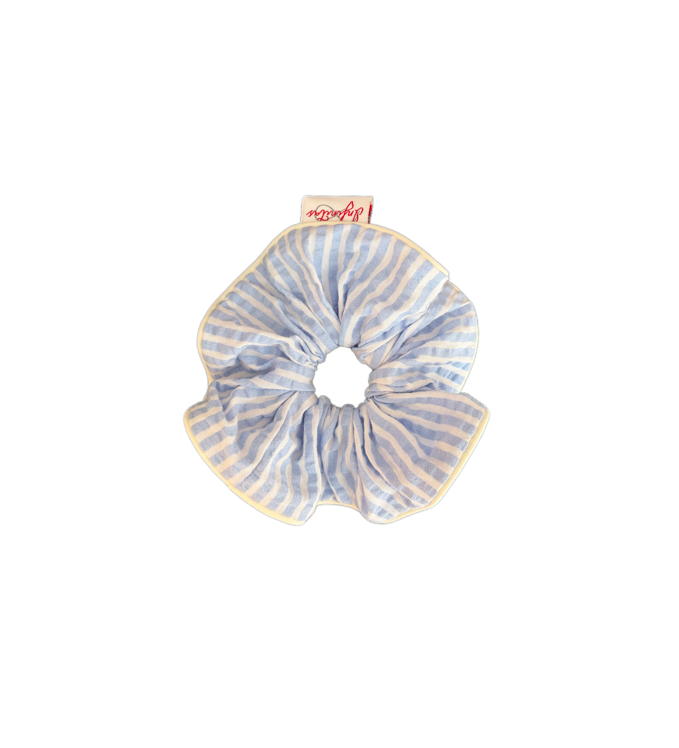 藍白條紋包邊髮圈  Blue-White Striped Trimmed Scrunchie