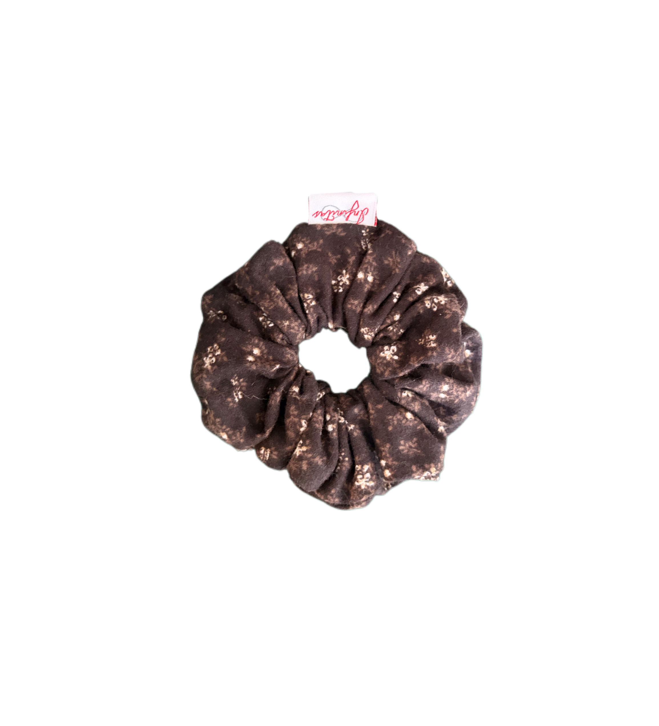 棕色碎花髮圈 Brown Floral Scrunchie