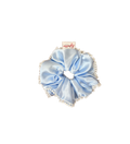 緞面淺藍白絨球發圈  Light Blue Satin Pom-pom Scrunchie