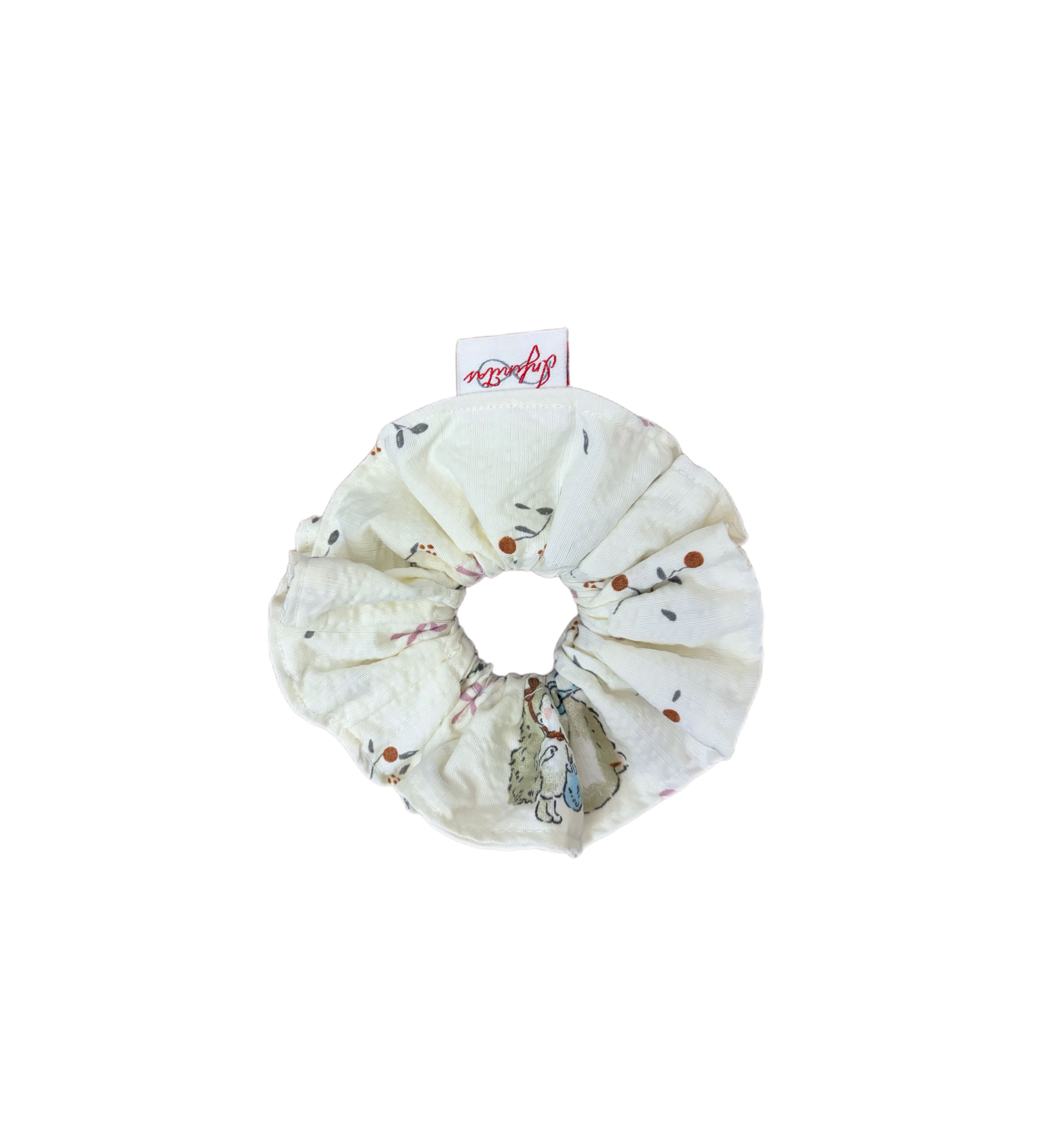 米白田園碎花髮圈 Cream Floral Scrunchie