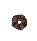 深棕緞面蕾絲邊髮圈 Dark Brown Satin Scrunchie with Lace Trim