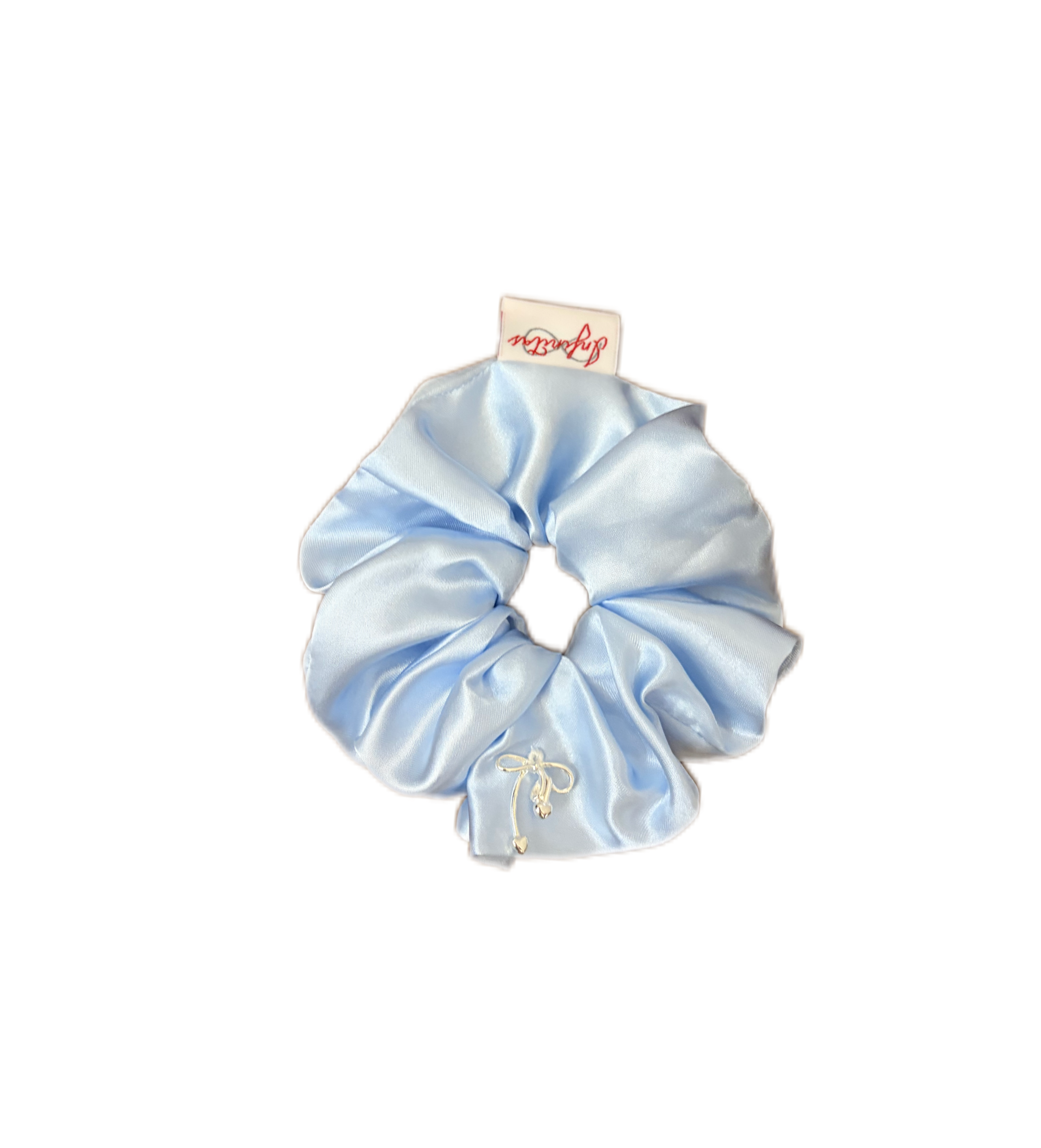 緞面淺藍色蝴蝶發圈 Light Blue Satin Bow Scrunchie