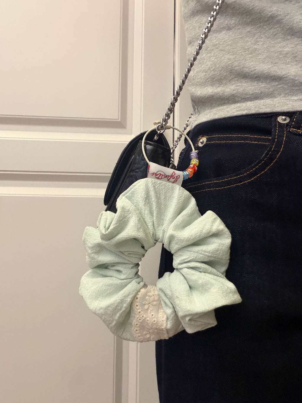 薄荷綠蕾絲髮圈 Mint Green Lace Scrunchie
